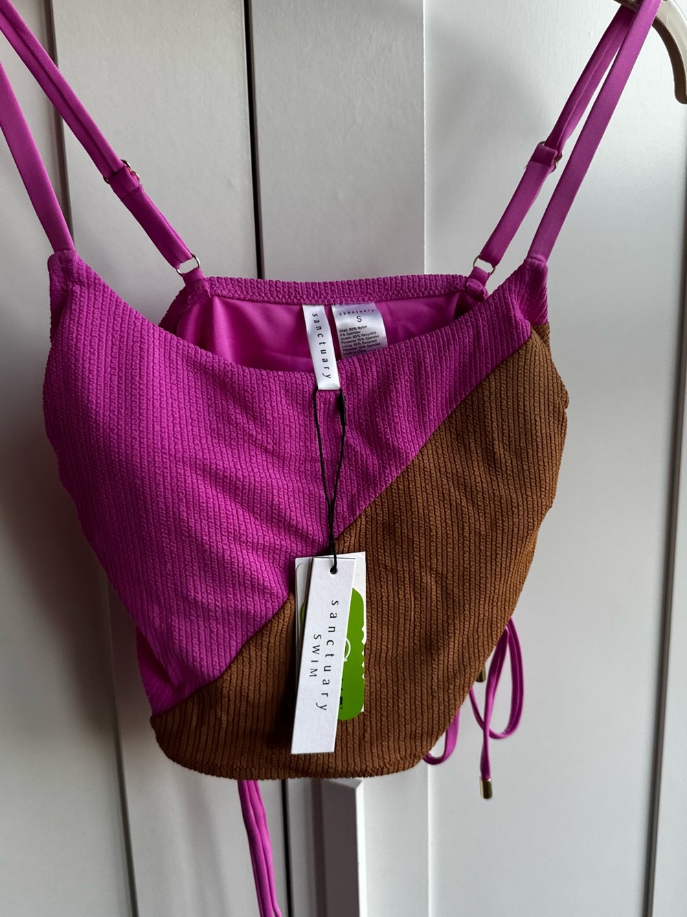 BECCA Two-Tone Pink and Brown Textured Women’s Swim Top